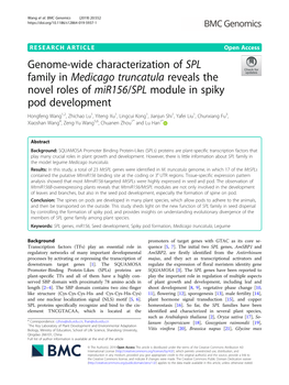 Genome-Wide Characterization of SPL Family in Medicago Truncatula