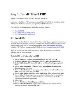 Step 1: Install IIS and PHP