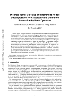 Discrete Vector Calculus and Helmholtz Hodge Decomposition for Classical Finite Difference Summation by Parts Operators