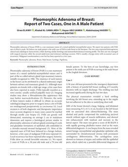 Pleomorphic Adenoma of Breast: Report of Two Cases, One in a Male Patient