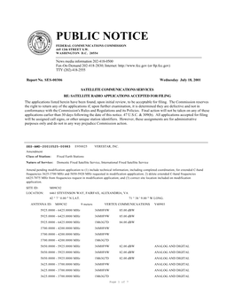 PUBLIC NOTICE FEDERAL COMMUNICATIONS COMMISSION 445 12Th STREET S.W