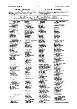 Infected Areas As on 3 May 1984 — Zones Infectées Au 3 Mai 1984 Foremens Used in Compiling This List, See No