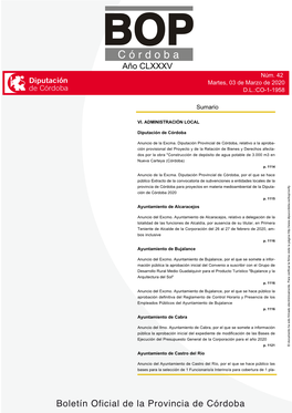 Boletín Oficial De La Provincia De Córdoba Nº 42 P.1112 Martes, 03 De Marzo De 2020