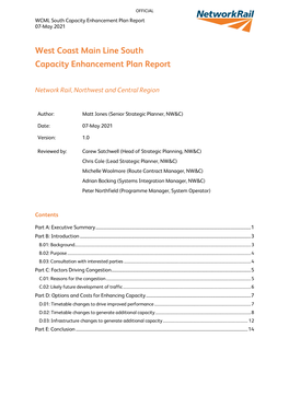 West Coast Main Line Capacity Enhancement Plan