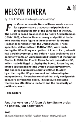 NELSON RIVERA by the Editors and Nibia Pastrana Santiago