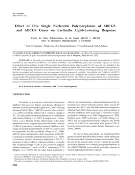 Effect of Five Single Nucleotide Polymorphisms of ABCG5 and ABCG8 Genes on Ezetimibe Lipid-Lowering Response