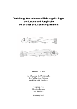 Verteilung, Wachstum Und Nahrungsökologie Der Larven Und Jungfische Im Belauer See, Schleswig-Holstein