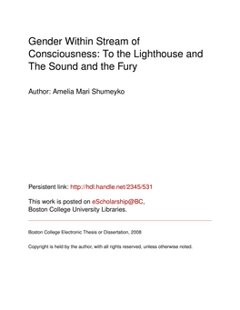 Gender Within Stream of Consciousness: to the Lighthouse and the Sound and the Fury