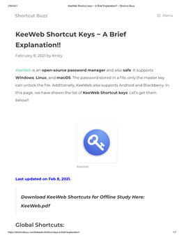 Keeweb Shortcut Keys ~ a Brief Explanation!! ~ Shortcut Buzz