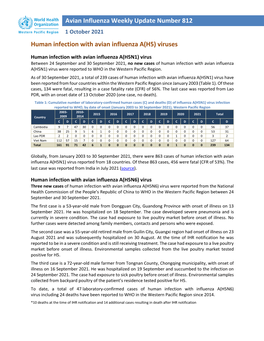 Human Infection with Avian Influenza A(H5) Viruses