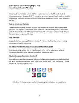 Instructions to Obtain Microsoft Office 2013 with Microsoft Student Advantage