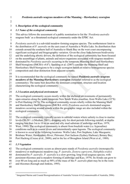 Draft Conservation Advice for Posidonia Australis Seagrass