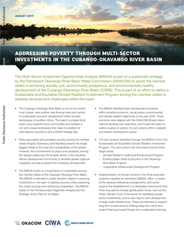 Addressing Poverty Through Multi-Sector Investments in the Cubango-Okavango River Basin