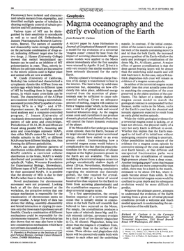 Magma Oceanography and the Early Evolution of the Earth