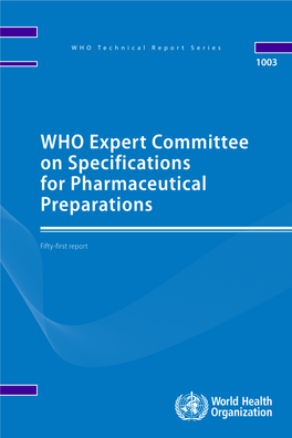 WHO Expert Committee on Specifications for Pharmaceutical