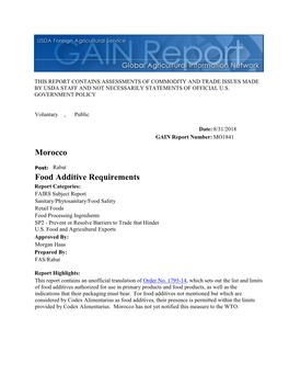 Food Additive Requirements Morocco