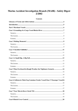 Marine Accident Investigation Branch (MAIB) - Safety Digest 2/2002