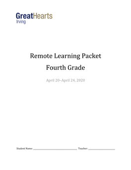 Remote Learning Packet Fourth Grade