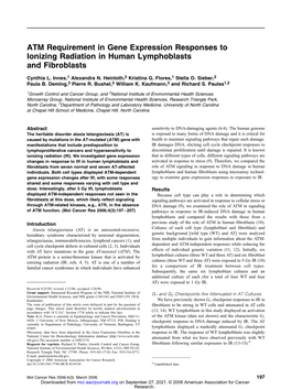 ATM Requirement in Gene Expression Responses to Ionizing Radiation in Human Lymphoblasts and Fibroblasts