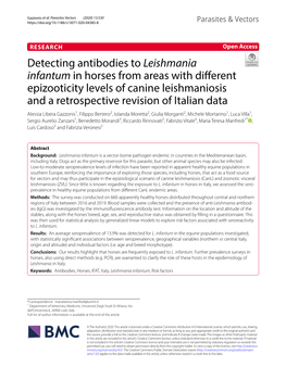 Detecting Antibodies to Leishmania Infantum in Horses from Areas With