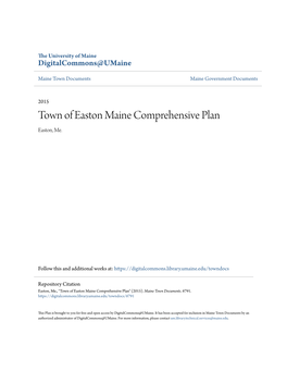 Town of Easton Maine Comprehensive Plan Easton, Me