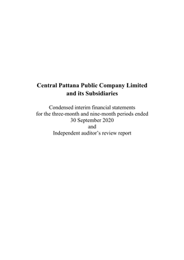 Central Pattana Public Company Limited and Its Subsidiaries