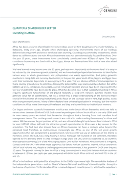 QUARTERLY SHAREHOLDER LETTER Investing in Africa 30 June 2020