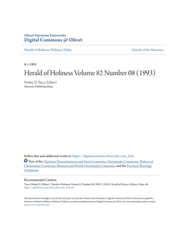 Herald of Holiness Volume 82 Number 08 (1993) Wesley D