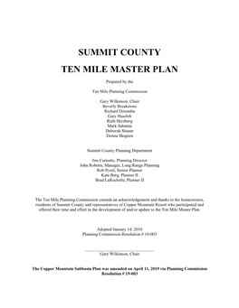 Ten Mile Master Plan