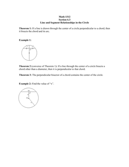 6.3 Line and Segment Relationships in the Circle