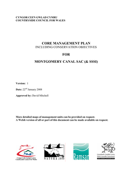 Core Management Plan for Montgomery Canal