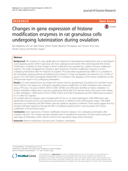 Changes in Gene Expression of Histone Modification Enzymes in Rat