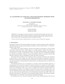 An Algorithm to Compute a Rule for Division Problems with Multiple References