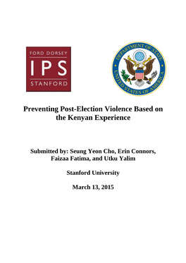 Preventing Post-Election Violence Based on the Kenyan Experience