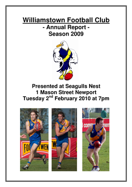 Williamstown Football Club - Annual Report - Season 2009