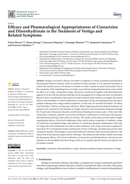 Efficacy and Pharmacological Appropriateness of Cinnarizine And