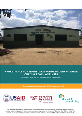 Marketplace for Nutritious Foods Program: Value Chain and Reach