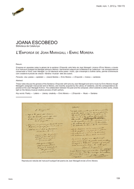 De Joan Maragall I Enric Morera