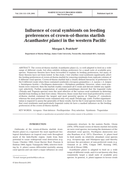 Influence of Coral Symbionts on Feeding Preferences of Crown-Of-Thorns Starfish Acanthaster Planci in the Western Pacific