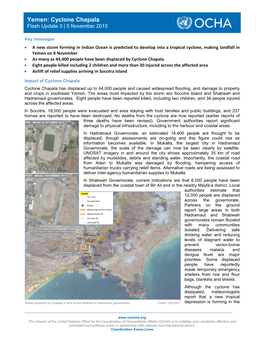 Yemen: Cyclone Chapala Flash Update 3 | 5 November 2015