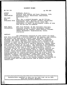 Catholic High Schools and Their Finances, 1980. INSTITUTION National Catholic Educational Association, Washington, D.C