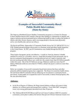 Successful Community-Based Public Health Interventions (State-By-State)