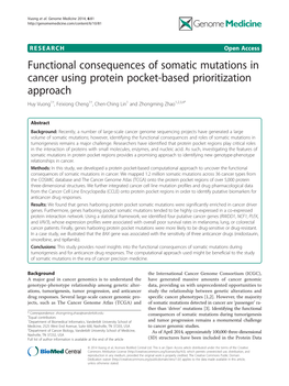 Functional Consequences of Somatic Mutations in Cancer Using Protein