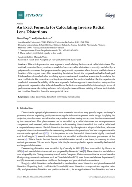 An Exact Formula for Calculating Inverse Radial Lens Distortions