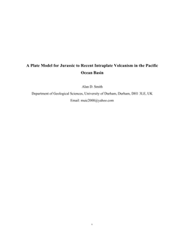 A Plate Model for Jurassic to Recent Intraplate Volcanism in the Pacific Ocean Basin