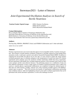 Letter of Interest Joint Experimental Oscillation Analyses in Search of Sterile Neutrinos