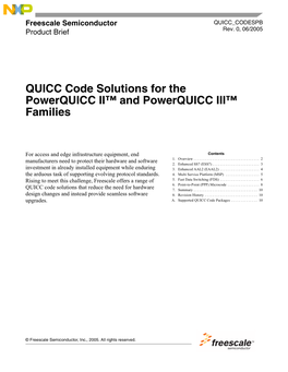 QUICC Code Solutions for the Powerquicc ® II And