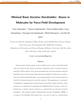 Minimal Basis Iterative Stockholder: Atoms in Molecules for Force-Field Development