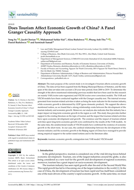 Does Tourism Affect Economic Growth of China? a Panel Granger Causality Approach