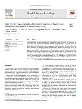 Good Practices Systematization for Medical Equipment Development and Certiﬁcation Process: a Brazilian Case Study